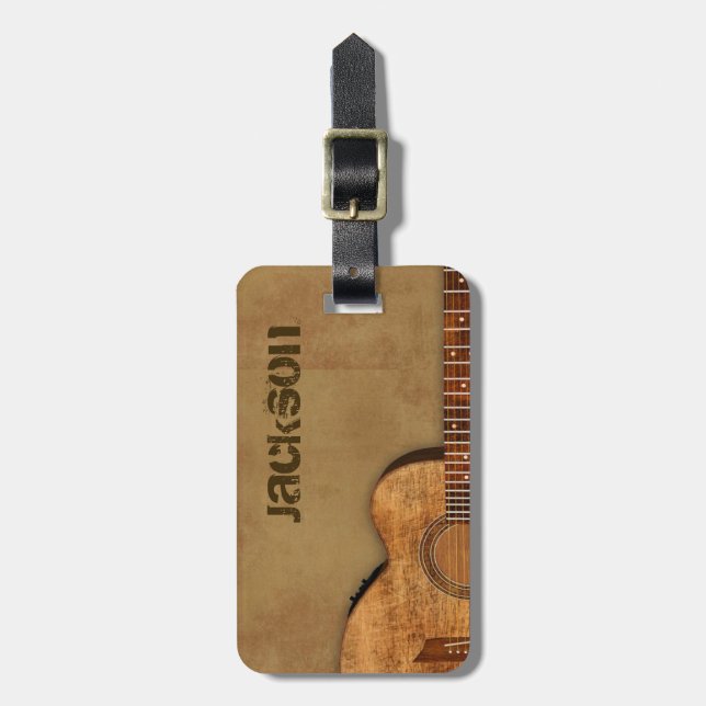 Grungy Guitar Luggage Tag (Front Vertical)