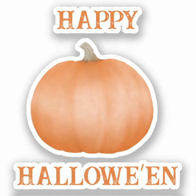 Grungy Happy Halloween and Plain Orange Pumpkin (Front)