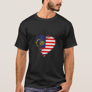 Grungy I Love Malaysia Heart Flag T-Shirt