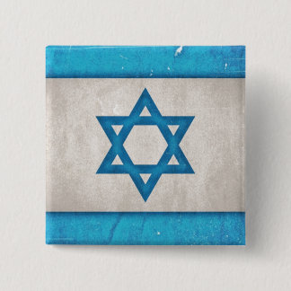 Grungy Israel Flag Star of David 2 Inch Square Button