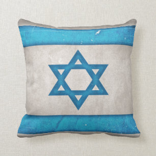 Grungy Israel Flag Star of David Throw Pillow