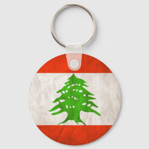 Grungy Lebanon Flag Keychain