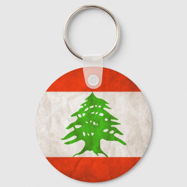 Grungy Lebanon Flag Keychain (Front)
