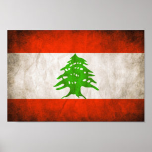 Grungy Lebanon Flag Poster