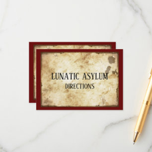 Grungy Lunatic Asylum Birthday Party   Enclosure Card