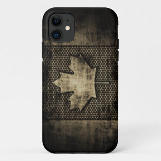 Grungy Metal Canadian Flag iPhone 11 Case