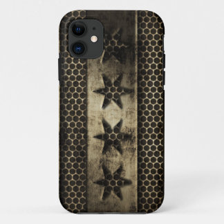 Grungy Metal Chicago Flag iPhone 11 Case