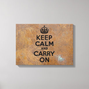 Grungy Metal Plate Keep Calm in Black Canvas Print