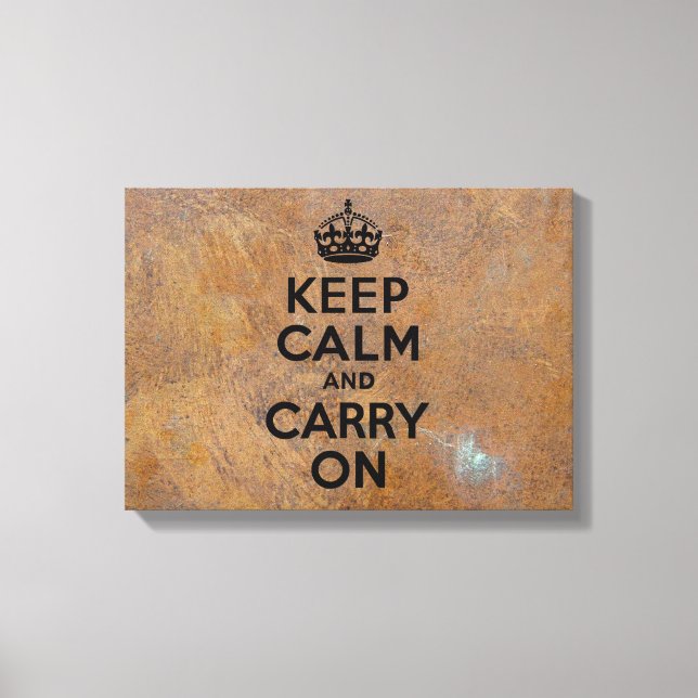 Grungy Metal Plate Keep Calm in Black Canvas Print (Front)