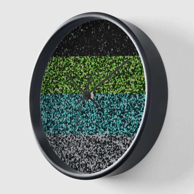 Grungy Noisy Abstract Quoiromantic Pride Flag Clock (Angle)