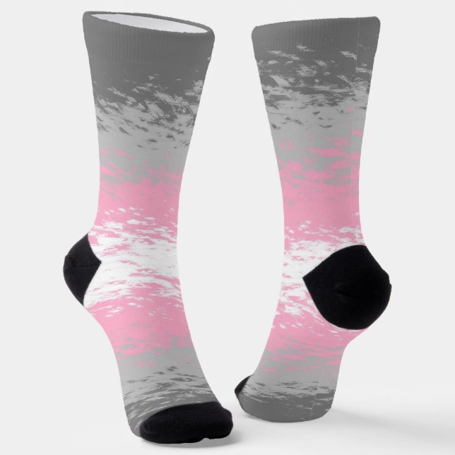 Grungy Noisy Grainy Abstract Demigirl Pride Flag Socks (Angled)