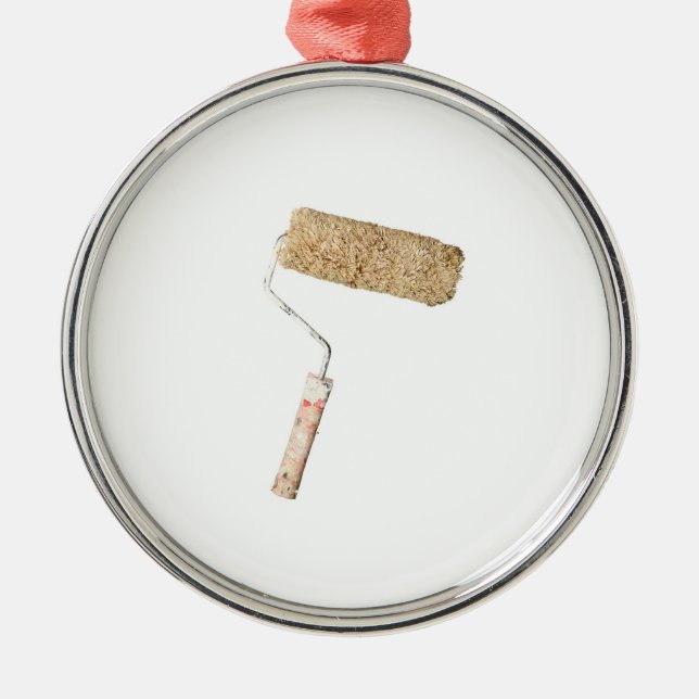 Grungy paint roller metal ornament (Front)