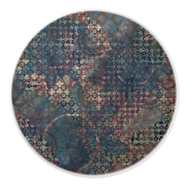 Grungy Patterns with Messy Patchwork of Textures Ceramic Knob (Front)