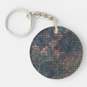 Grungy Patterns with Messy Patchwork of Textures Keychain