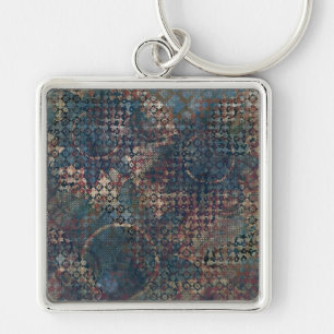 Grungy Patterns with Messy Patchwork of Textures Keychain