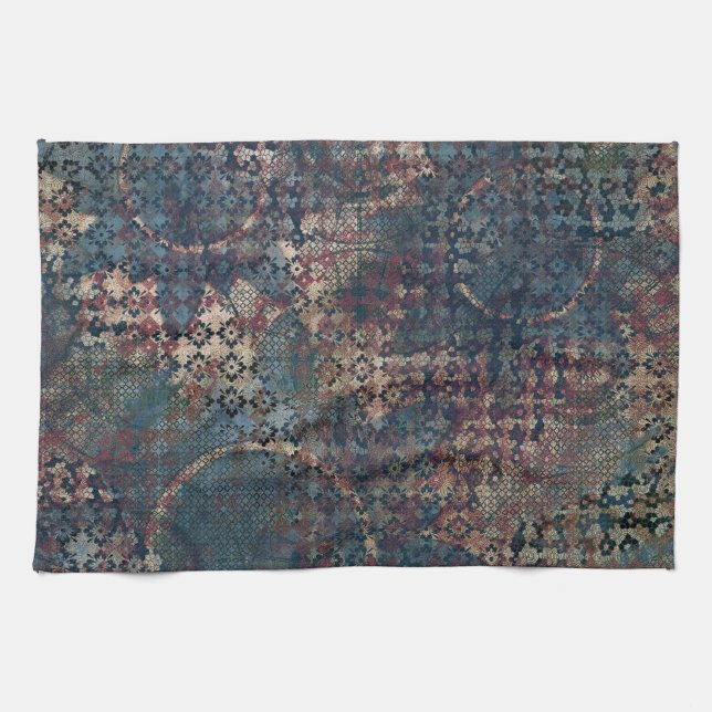 Grungy Patterns with Messy Patchwork of Textures Kitchen Towel (Horizontal)
