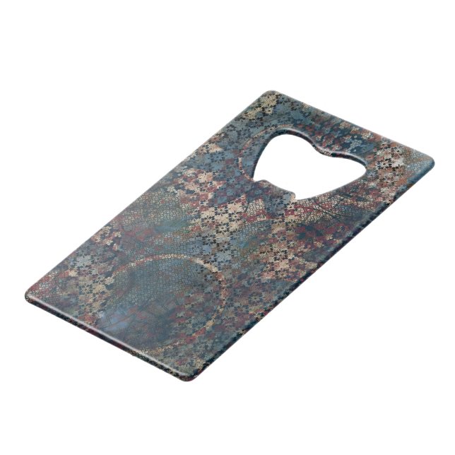 Grungy Patterns with Messy Patchwork of Textures Wallet Bottle Opener (Back Angled)