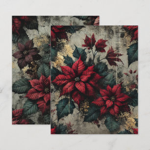 Grungy Poinsettia Floral Wallpaper Scrapbook Paper