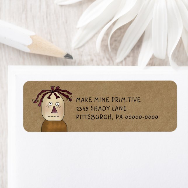 Grungy Primimitive Rag Doll Pays Adresse de retour (En situation)