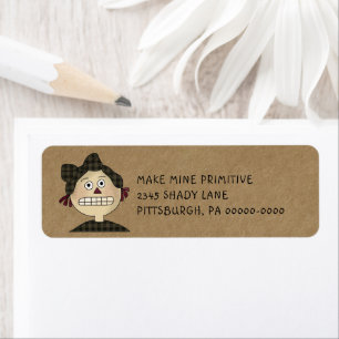 Grungy Primitive Rag Doll Country Return Address