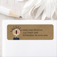 Grungy Primitive Rag Doll Country Return Address L