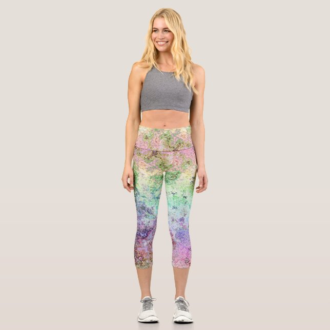Grungy Rainbow Capri Leggings (Front)