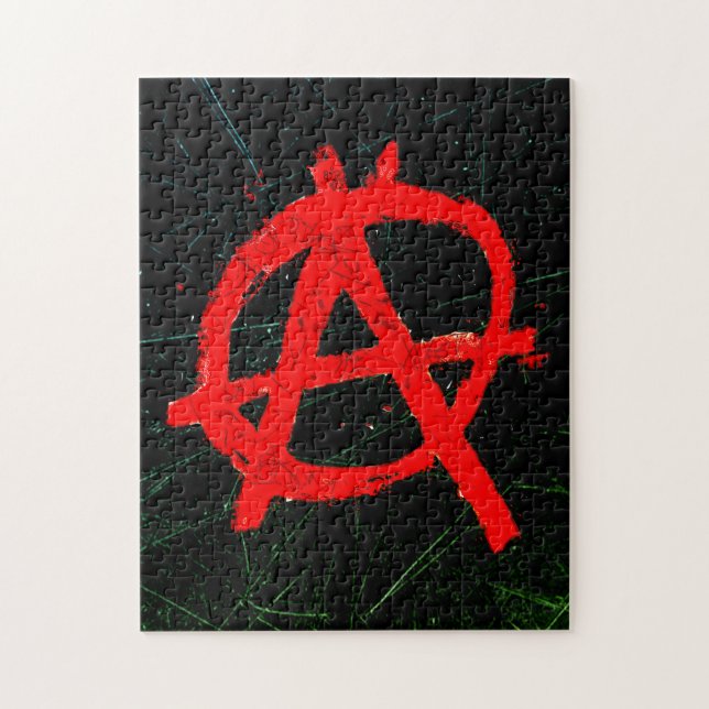 Grungy Red Anarchy Symbol Jigsaw Puzzle (Vertical)
