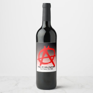 Grungy Red Anarchy Symbol Wine Label
