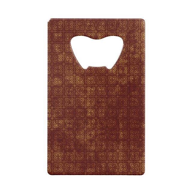 Grungy Red and Gold Floral Pattern Wallet Bottle Opener (Back)