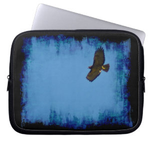 Grungy Red-Tailed Hawk Soaring Laptop Sleeve