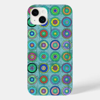 Grungy Retro Blue Circle Pattern Case-Mate iPhone 14 Plus Case