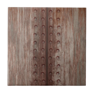 Grungy Riveted Rusty Metal Tile
