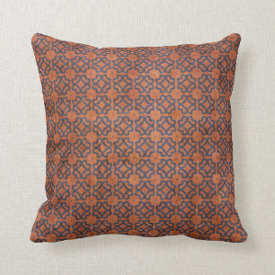 Grungy Rust and Blue Pattern Throw Pillow
