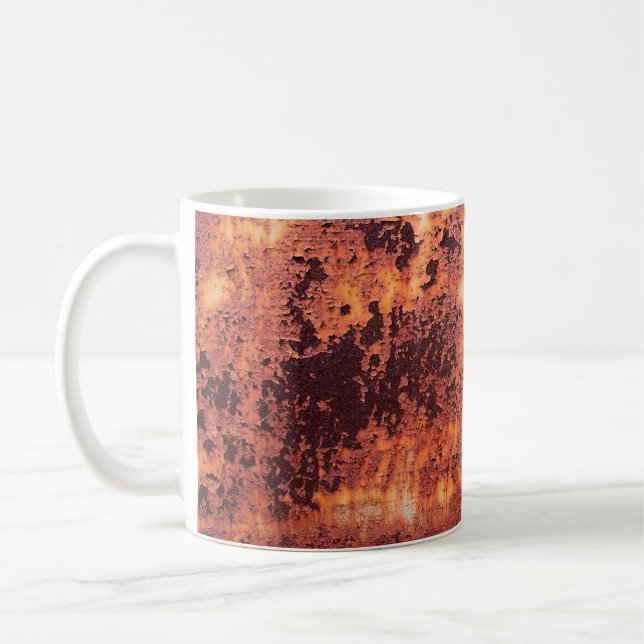 Grungy rusty metal backgroundabstract, aged, backg coffee mug (Left)