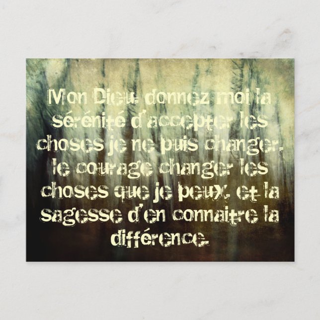 Grungy Serenity Prayer in French Postcard (Front)