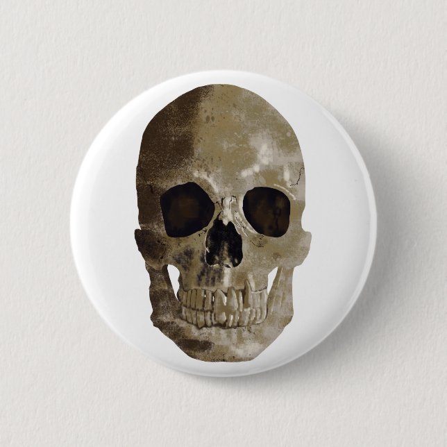 Grungy Skull 2 Inch Round Button (Front)