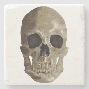 Grungy Skull Halloween Stone Coaster