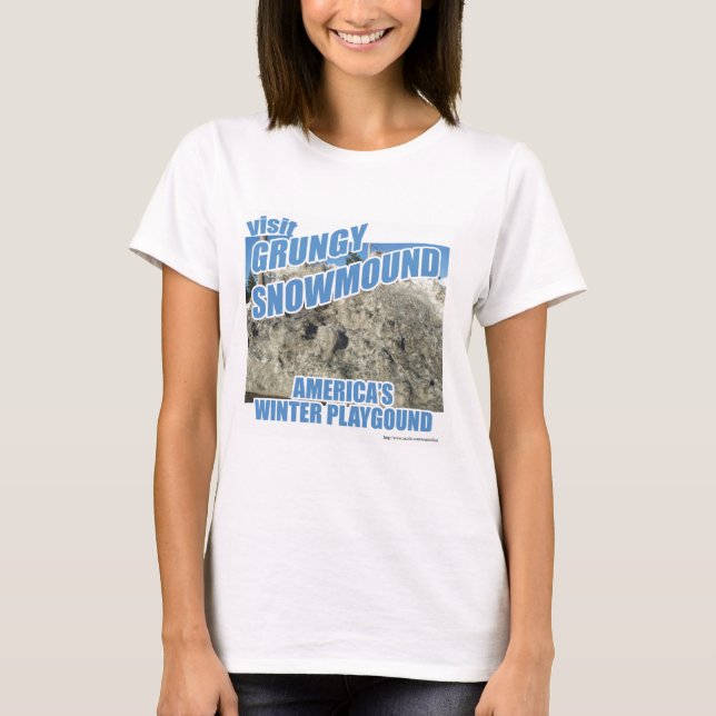 Grungy Snowmound Parody Winter Travel Design T-Shirt (Front)