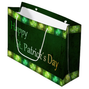 Grungy St. Patrick's Day Shamrock Grand sac cadeau