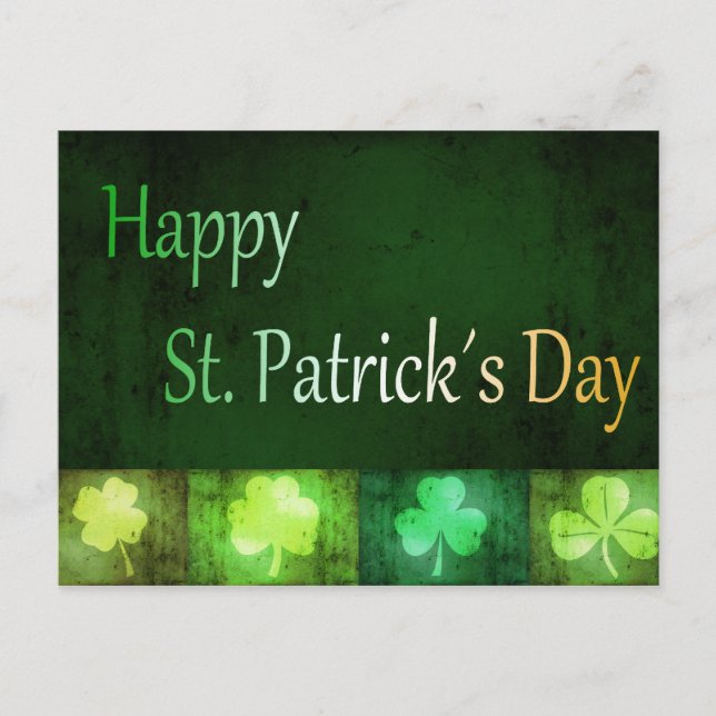 Grungy St. Patrick's Day Shamrocks - Carte postale (Devant)
