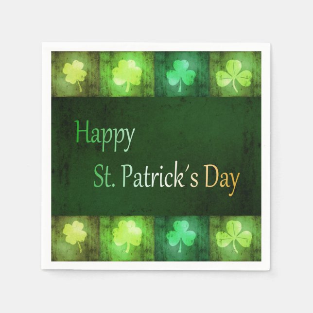 Grungy St. Patrick's Day Shamrocks - Paper Napkin (Front)