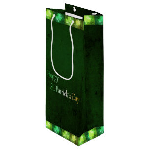 Grungy St. Patrick's Day Shamrocks - Wine Gift Bag