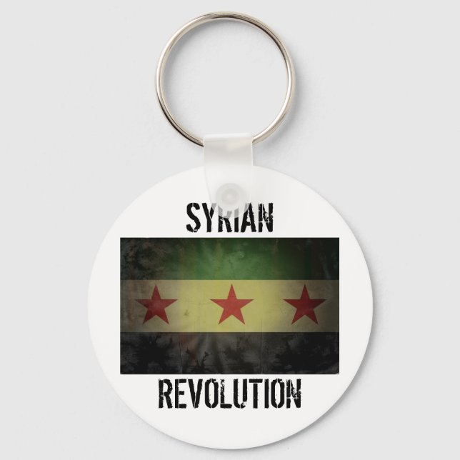 Grungy Syria Flag "Syrian Revolution" Keychain (Front)