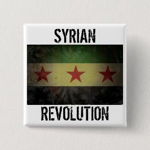 Grungy "Syrian Revolution" Syria Flag 2 Inch Square Button