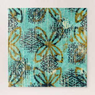 Grungy Tribal: Ethnic Rug Motif Jigsaw Puzzle