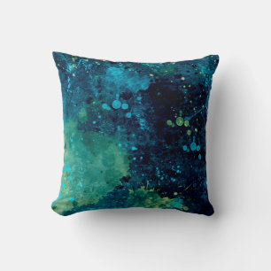 Grungy Turquoise and Yellow Throw Pillow