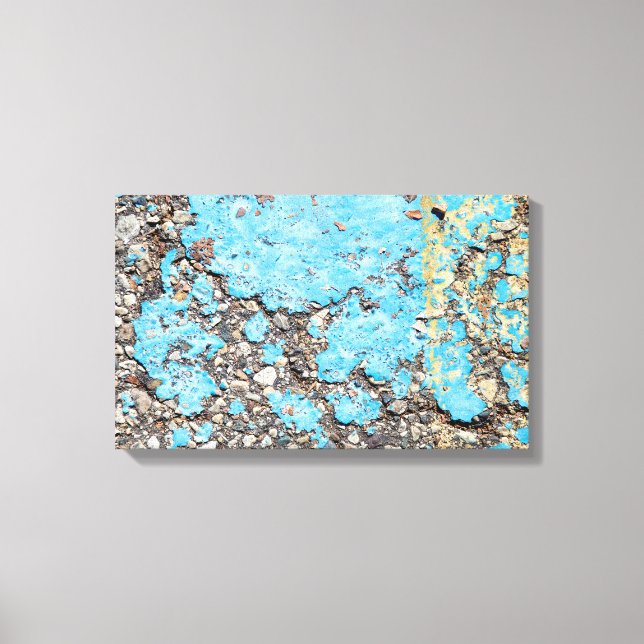 grungy turquoise paint on ashalt canvas print (Front)