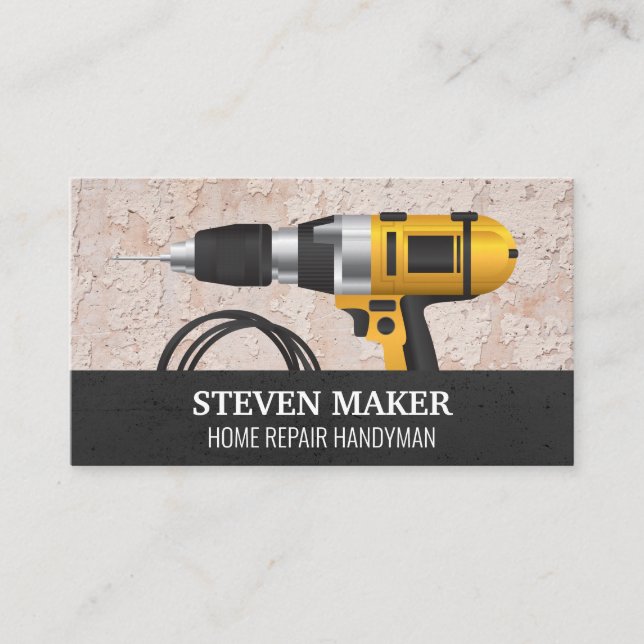 Grungy Wall Background | Power Drill Business Card (Front)