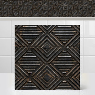 Grungy Weathered Steel Diamond Metal Plate Tile
