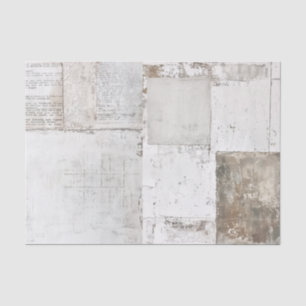 Grungy White Painted Ephemera Newsprint Collage Tissue Paper